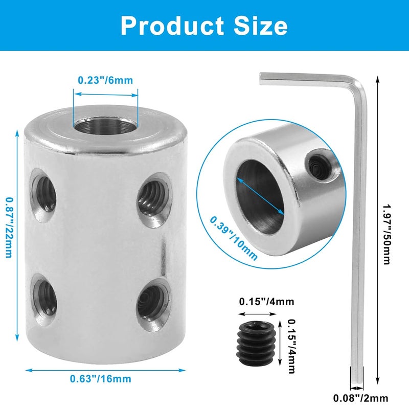 BokWin 2 Pcs Bore Rigid Coupling Set 6mm to 10mm Shaft Coupler Connector Steel 45 Coupler Rigid Couplings for 3D Printers Motor Accessories - Image 5